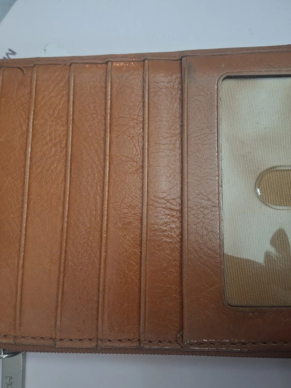 HOBO Tan Leather Zip Wallet with Front Flap Pocket